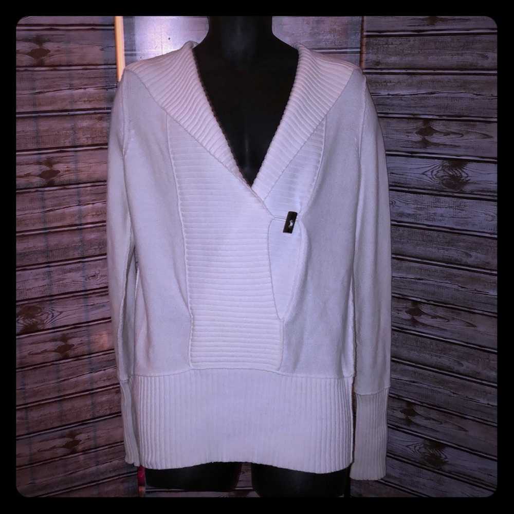 🌴GAP-M-IVORY-CRISSCROSS SWEATER WBEAUTIFUL DETAIL